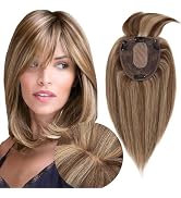 SEGOHAIR Hair Toppers for Women Real Human Hair With Bangs 13 * 15 cm Larger Silk Base 150% Densi...