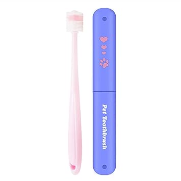 Kitipcoo Soft Cats Toothbrush 360 Degree Head Safe efficient and deep Teeth Cleaning Handle Tooth Silicone Brush for Dogs Pets