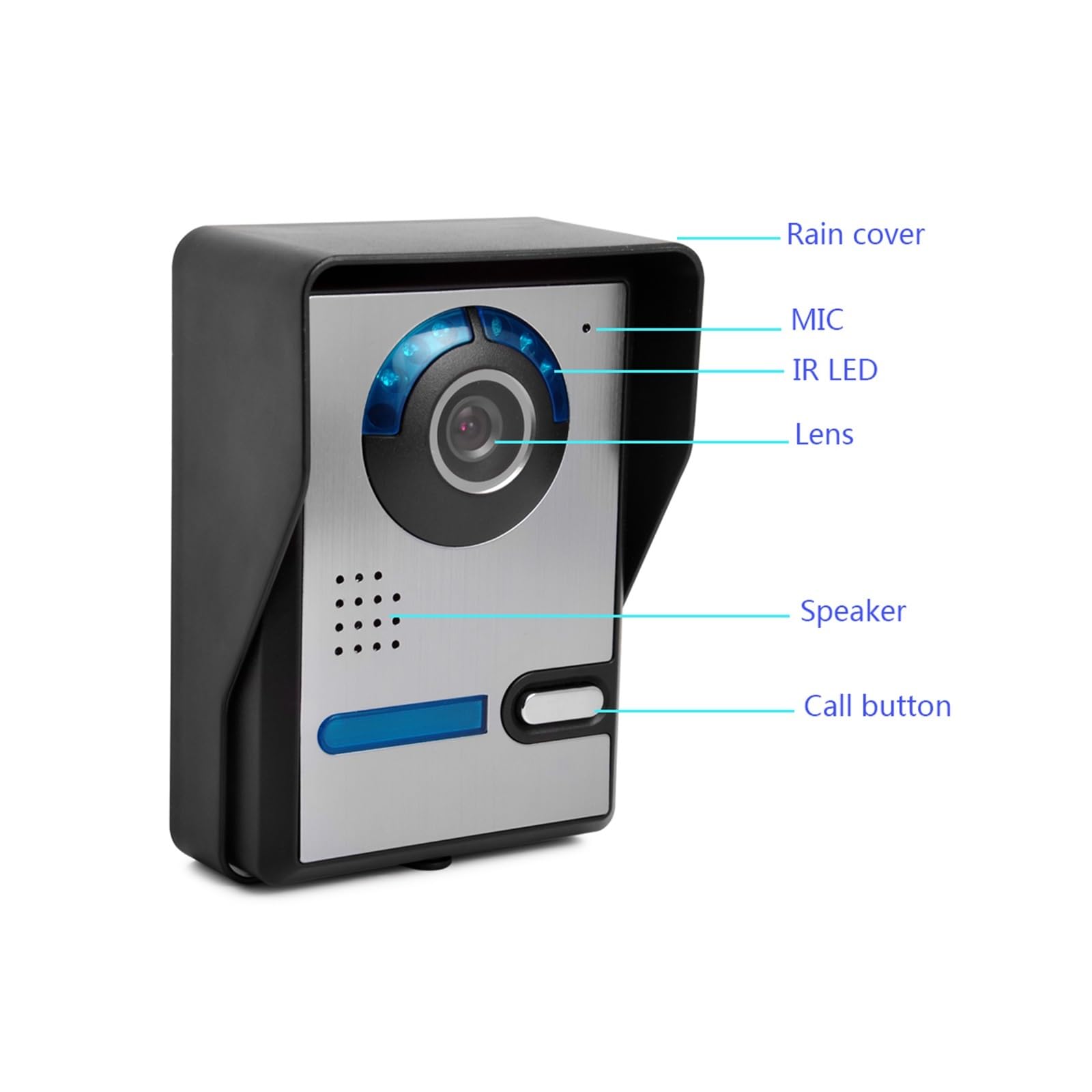 Z50 7-calowy ekran dzwonka wideo domofon TFT LCD Przewodowy domowy dom Bezpieczeństwo HD Night Vision Odblokuj dzwonek do drzwi 1 2 Monitor kamery (Color : Only screen, Size : U/K Plug)