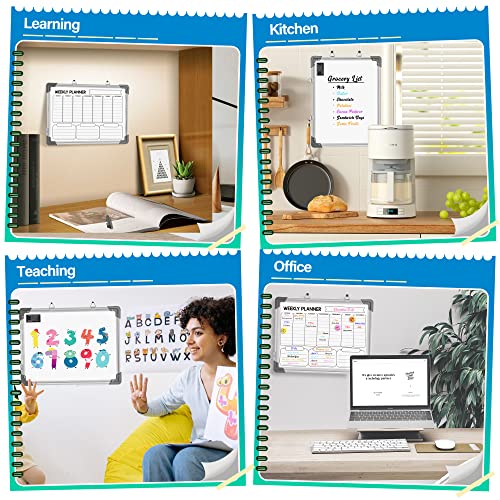 Dry Erase Weekly Calendar Whiteboard For Wall, 16" X 12" Magnetic White Board Dry Erase Calendar Memo To Do List Board, Hanging Double-Sided Weekly Planner Board For Home, School, Office, Kitchen #TOP4