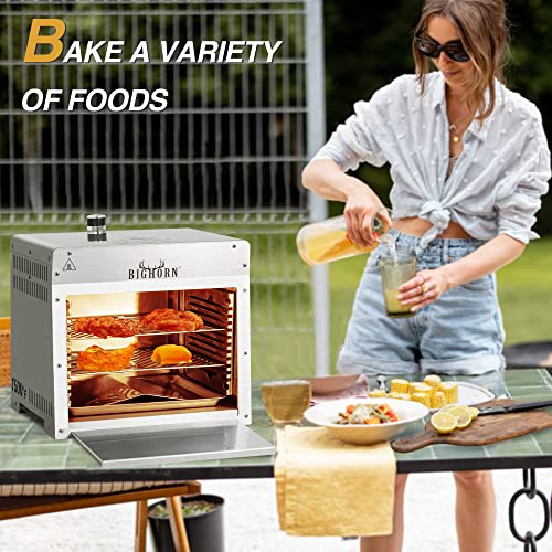 Big Horn Outdoors Portable Infrared Broiler Propane Gas Grill, 1500 Degree Stainless Steel Tabletop Quick Cooking Steak Grill For Meat, Seafood, Veggies #TOP4