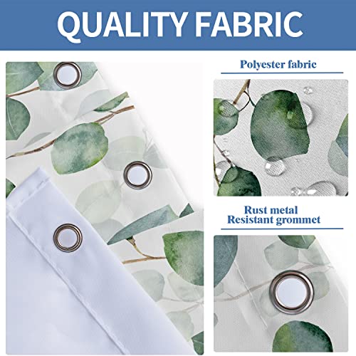 Aatter Green Leaves Shower Curtain Eucalyptus Plants Botanical Floral Succulent Vine Leaf Greenery Waterproof Fabric Polyester Accessories (W60''Xh72'') 12 Hooks Included #TOP3