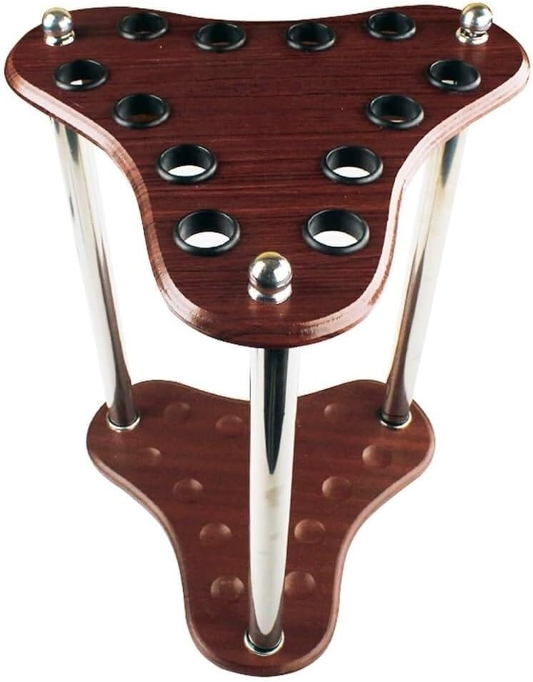 Wooden Billiard Rack 12-Hole Pool Cue Holder Floor-Standing Pool Stick Stand with Non-Slip Base 40x40x50cm