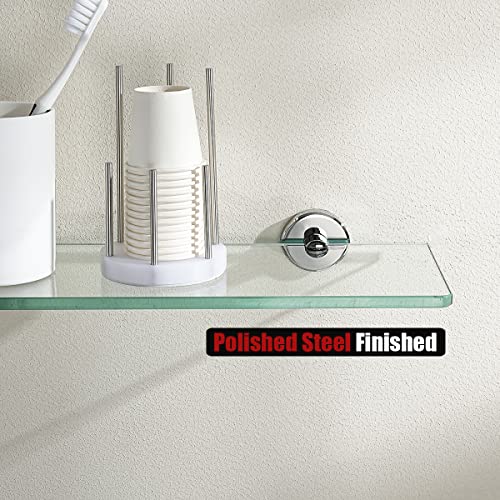 Jqk Bathroom Glass Shelf Chrome, Tempered Glass Shower Storage 24 By 5 Inches, 304 Stainless Steel Polished Chrome Wall Mount, Tgs101L24-Ch #TOP6