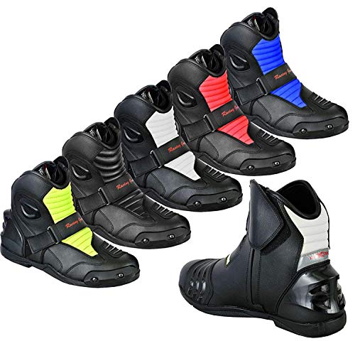 PROFIRST Genuine Nextek - Botas de Piel para Motocicleta, Zapatos de Motocicleta, protección de Tobillo Corto, protección blindada, Antideslizante, Reflector Deportivo de Carreras