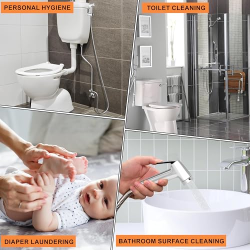 Image of SAM Super Conti Health Faucet Set Water Saving Health Faucet 1 Meter Flexible Hose and Wall Mount for Toilet | Jet Spray