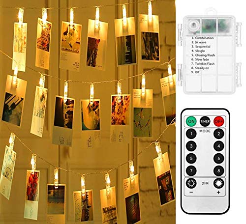 Magnoloran Led Photo Clip Remote String Lights Fairy Twinkle String Lights, Wedding Party Home Decor Lights With 8 Modes Choice For Hanging Photos, Cards And Artwork, Warm White #TOP1