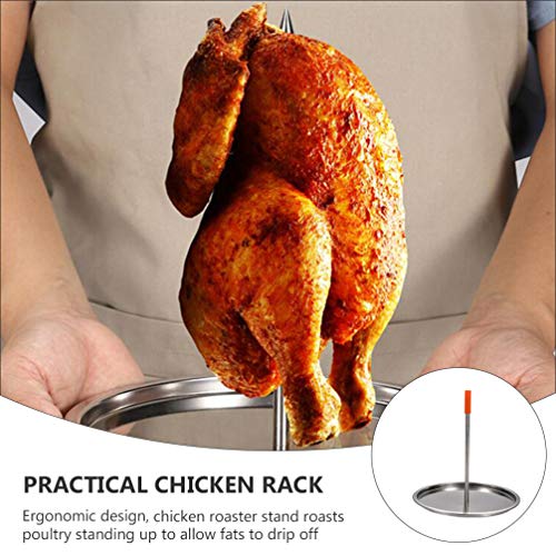 HEMOTON Edelstahl Hähnchenbräter Vertikaler Grillständer Mit Grundplatte Für Outdoor Bbq Camping Geflügel Braten Abtropfendes Fett Design 8.7X7.7X7.7 Zoll