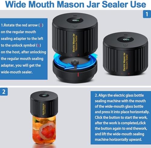 LOVE MOMENT Electric Mason Jar Vacuum Sealer Kit - 3