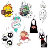 Pounchi Japanese Anime Car Air Freshener Cards (8 Pack Refreshing Ice Scent) Cute Anime Accessories for Car Interior Hanging Gift Rearview Pendant Supplies