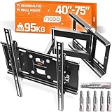 RICOO Support TV Mural Orientable et Inclinable Fix ation 40-75' Pouces (79-165cm) Max 95KG & Max Support VESA 400x400 / Support Television Mural - Accroche TV Mural - Support Mural TV R23-S Noir