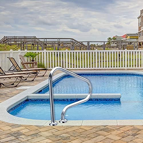Pool Handrail for Outdoor Indoor Pools - Complete Kit, 3-Bend Swimming Pool Transitional Hand Rails Stainless Steel Railing for Spa Round Pools