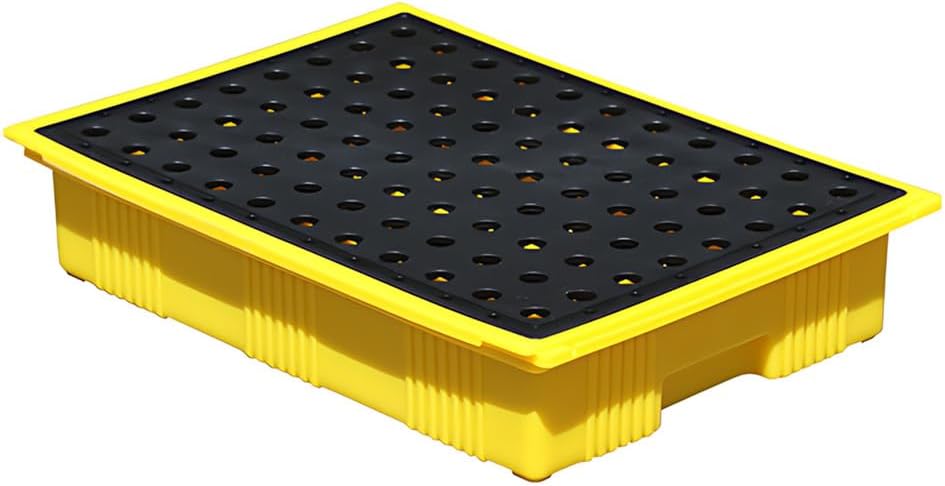 Spill Tray - Chemical-Resistant Bund Containment Tray with Removable Grid, Easy to Clean for Oil Drums, Laboratory & Industrial Use, 33 x 33 x 5.8 cm