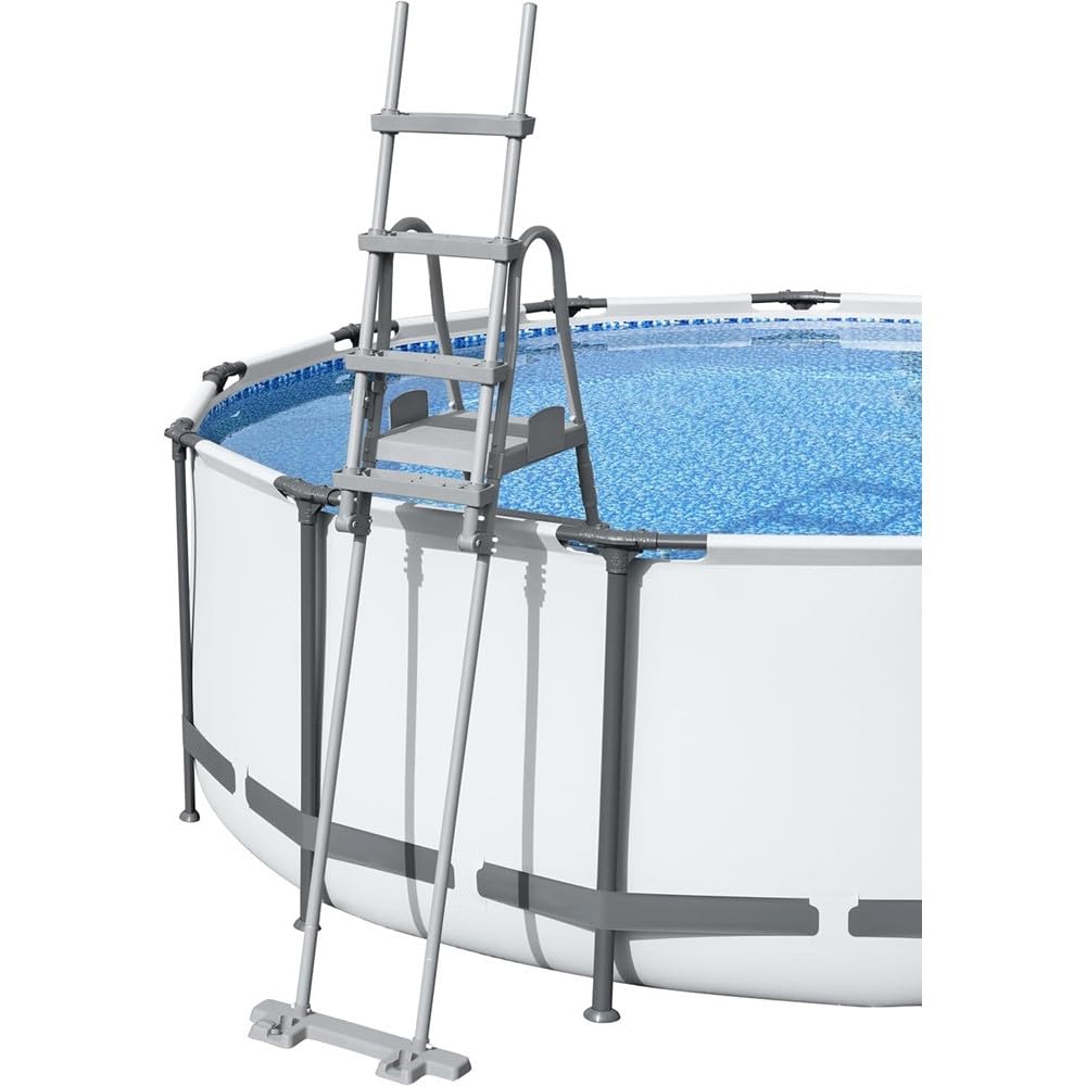 Trade Shop - Scaletta di Sicurezza per Piscine 132cm con Gradini in Plastica Telaio in Metallo 58332 -