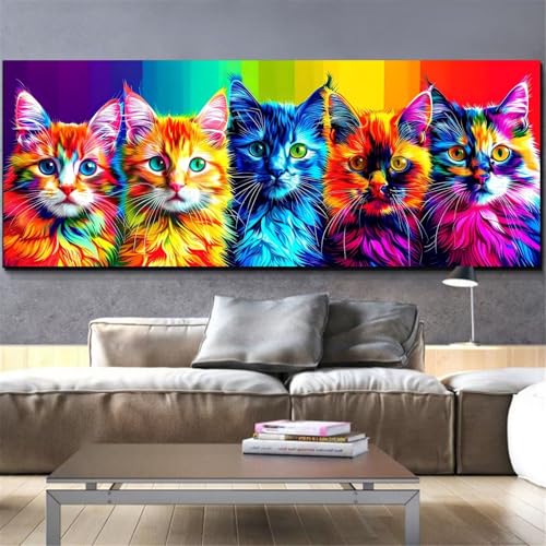 Kit broderie diamant chat coloré Mefooge grand format 80x220cm idée cadeau loisirs créatifs adulte