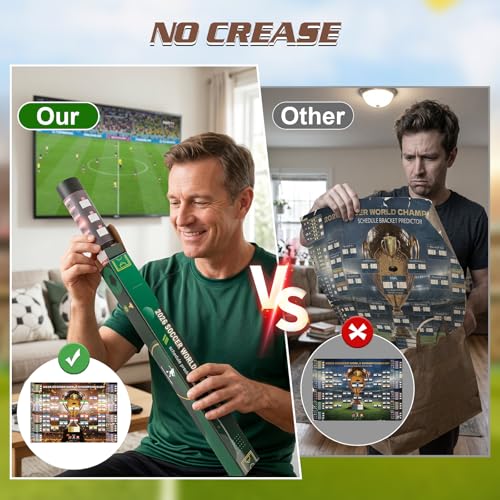 Koncifun 2026 World Soccer Cup Extra Large Schedule Poster, 2 in 1 45.3" x 31.5" No Crease Soccer Calendar World Cup Schedule Football Tournament for Home Bar Party Decorations by Koncifun - Used condition - Image 3