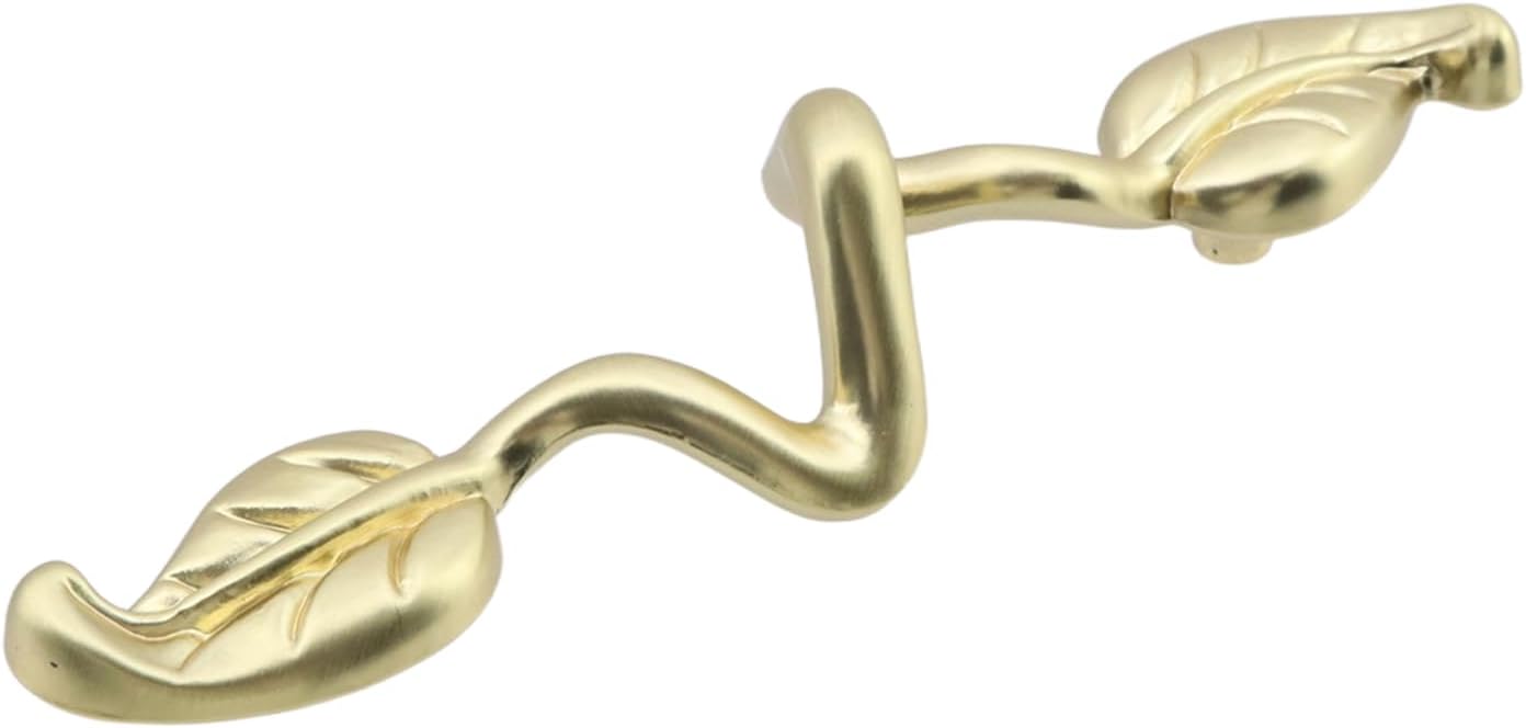 6pcs Leaf Shape Drawer Pull Handle 3" Hole to Hole Gold Twig Branch Cabinet Pulls 4.72" Length Zinc Alloy Dresser Handles Knobs for Closet Furniture Wardrobe Cupboard, with Screws (Gold)