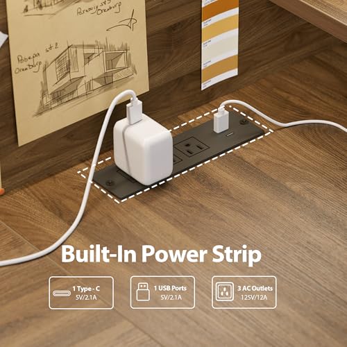Image of Agilestic L-Shaped Electric Standing Desk, 63x55 Inch Ergonomic Adjustable Height Desk with Storage, Stand Up Corner Desk Sit Stand Computer Table Power Outlet & LED Lights, Office Table, Dark Walnut