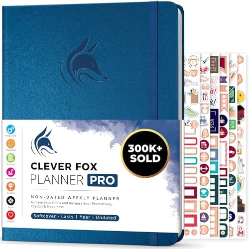 Clever Fox Planner PRO, Undated Weekly Planner, 8.5x11 Mystic Blue