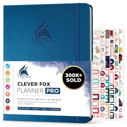 Clever Fox Planificador PRO - Organizador Personal de Vida Semanal y Mensual para Mejorar la Productividad, la Gestión del Tiempo y Alcanzar Tus Metas - A4, Sin fechas 1 Año - Azul Místico