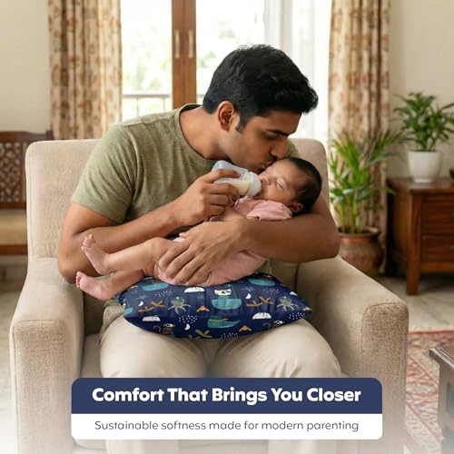 Image of a baby cherry Feeding Pillow for New Born Baby, Breastfeeding Pillow, Nursing Pillow, Baby Feeding & Support Pillow, Soft Cotton with Washable Cover, 32x21 cm