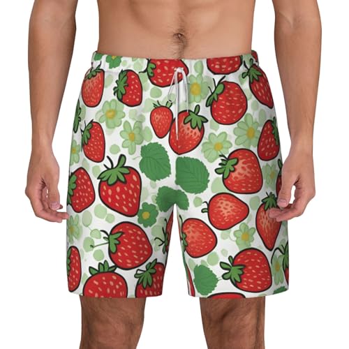 Short de bain respirant pour homme à motif fraises léger pour la plage