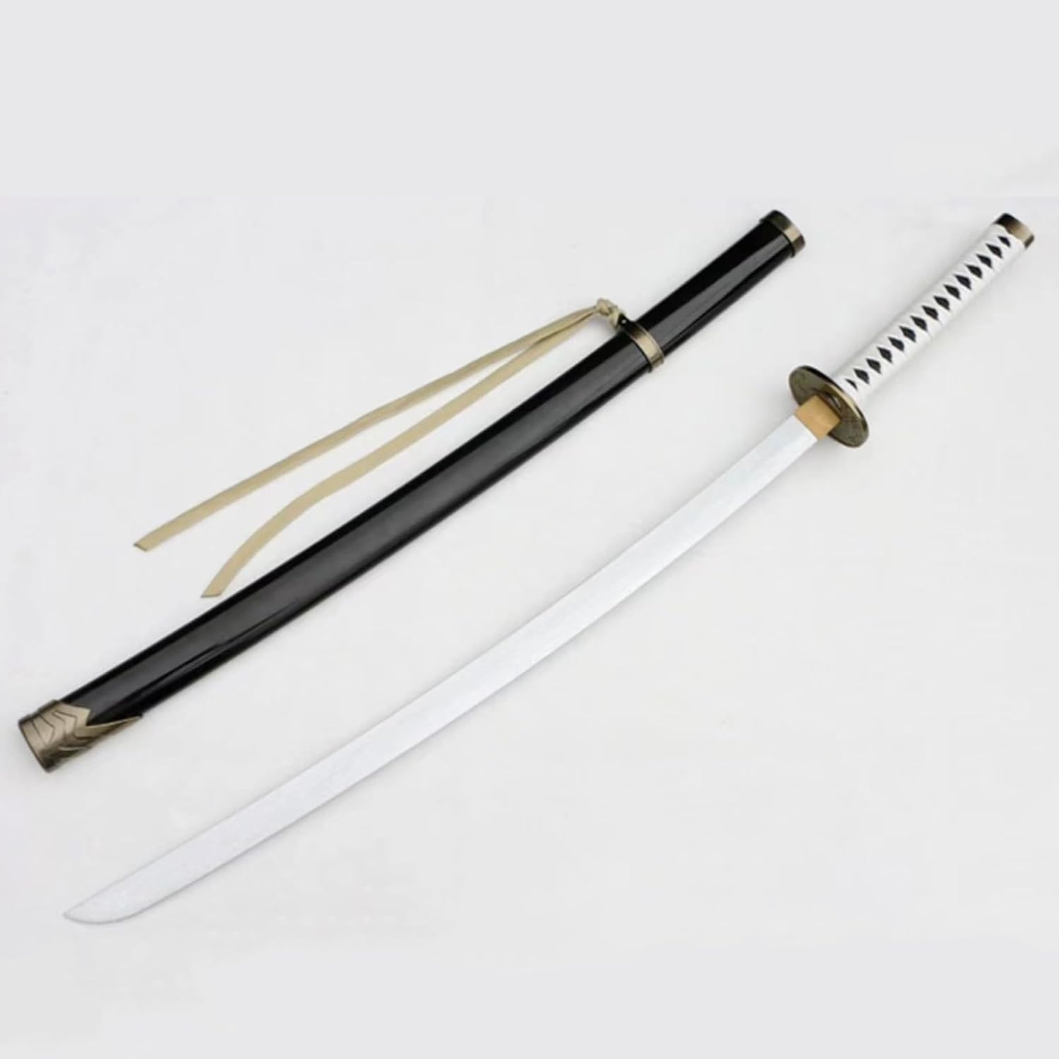 ZHAOMEI Katana en Bambou avec Fourreau laqué en Bois Massif,Bokken Fait à la Main pour l'entraînement au Kendo,Jeu de rôle,décoration de la Maison,Collection d'exposition,Cosplay,Cadeau,blanc-104CM