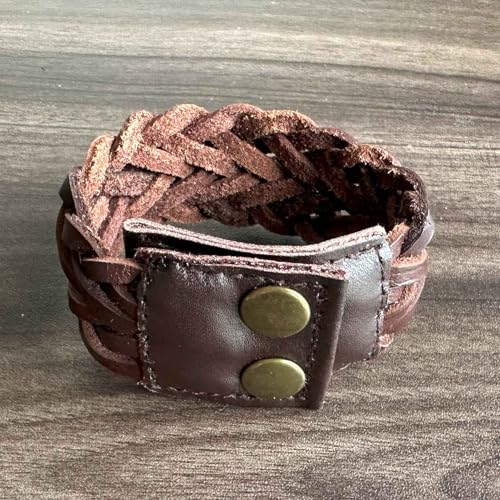 Punk Rock Braided Wide Pu Leather Arm Cuff Bracelet3