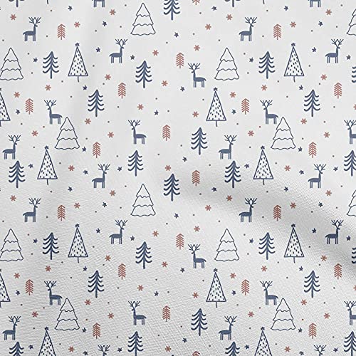 oneOone Cotton Flex White Fabric Christmas Sewing Material Print Fabric By The Yard 40 Inch Wide