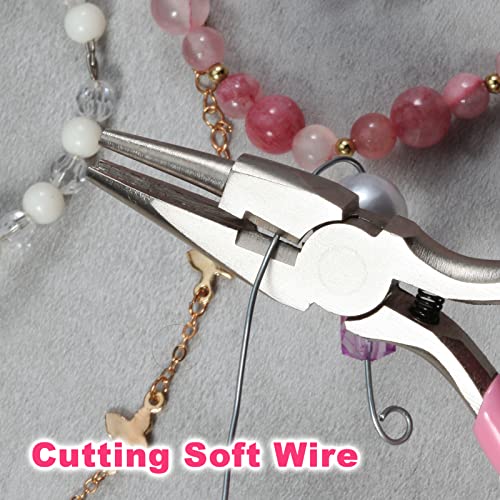 LEONTOOL Concave Round Nose Pliers Wire Ring Looping Pliers Wire Bending Pliers Jewelry Making Pliers with Cutting Edges and Pink PVC Handle for Handmade DIY Hobby Projects Tools - Image 4