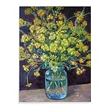 Quadri Camera Da Letto 40x60cm Non incorniciato Camera Poster Vaso di vetro con fiori gialli in pittura Pianta da interno Arte della parete Dipinti di arte della tela Decorazione della parete