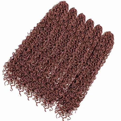 6Packs Curly Box Braid Crochet Hair 28 Inch ZiZi Braids Synthetic Braiding Hair Extensions（#Auburn ）