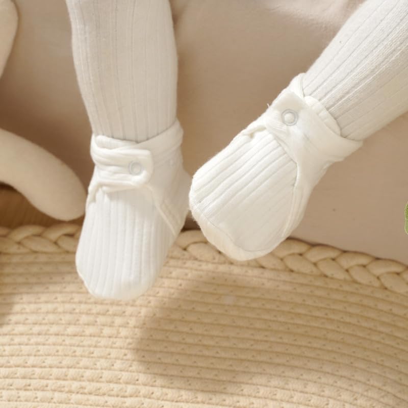 Neiwech Baby Slippers Newborn Infant Booties Shoes Soft Cozy First Walkers Boots for Boy Girl White 0-3 Months