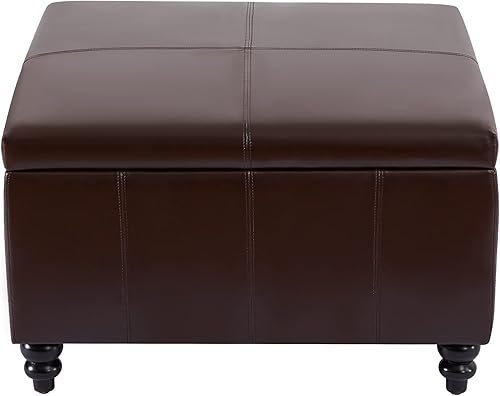 Miniatura 54 de HUIMO Otomana cuadrada de almacenamiento, mesa de centro otomana grande para sala de estar (gris oscuro) Gris oscuro,Negro,Marrón,Gris,Caqui,gris