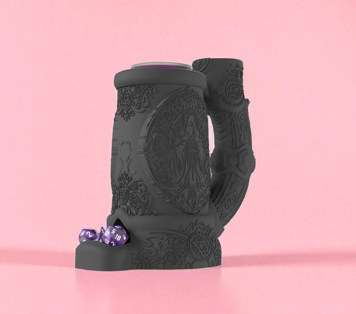 Dark Sorcerer Can Cozy Dice Tower, rullo di dadi e porta bevande, regalo di ruolo da tavolo con Dungeons and Dragons, accessorio da tavolo per giochi di ruolo, decorazione dungeon master, tazza gotica