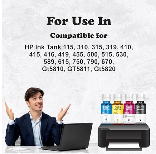 Duplex DTC Refill Ink for HP GT51 & GT 52 for HP Ink Tank 115 310 315 319 410 415 416 419 455 500 515 520 525 530 589 615 750 790 670 GT5810 GT5811... - Image 3