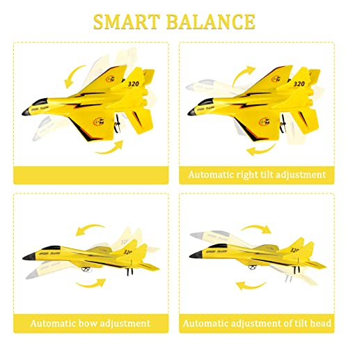 Gevinst Rc Jet Foam, Remote Control Airplane 2.4Ghz 2 Channel, With Led Light, Beginners & Adults & Kids Easy One-Key U-Turn For Boys 8-12（Yellow） #TOP6
