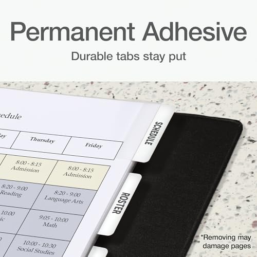 Redi-Tag Laser Printable Tabs, Permanent Index Tabs, Customizable Adhesive Labels, White, 2\" x 0.875\", 300 Per Pack (B39170) - Thumbnail 4