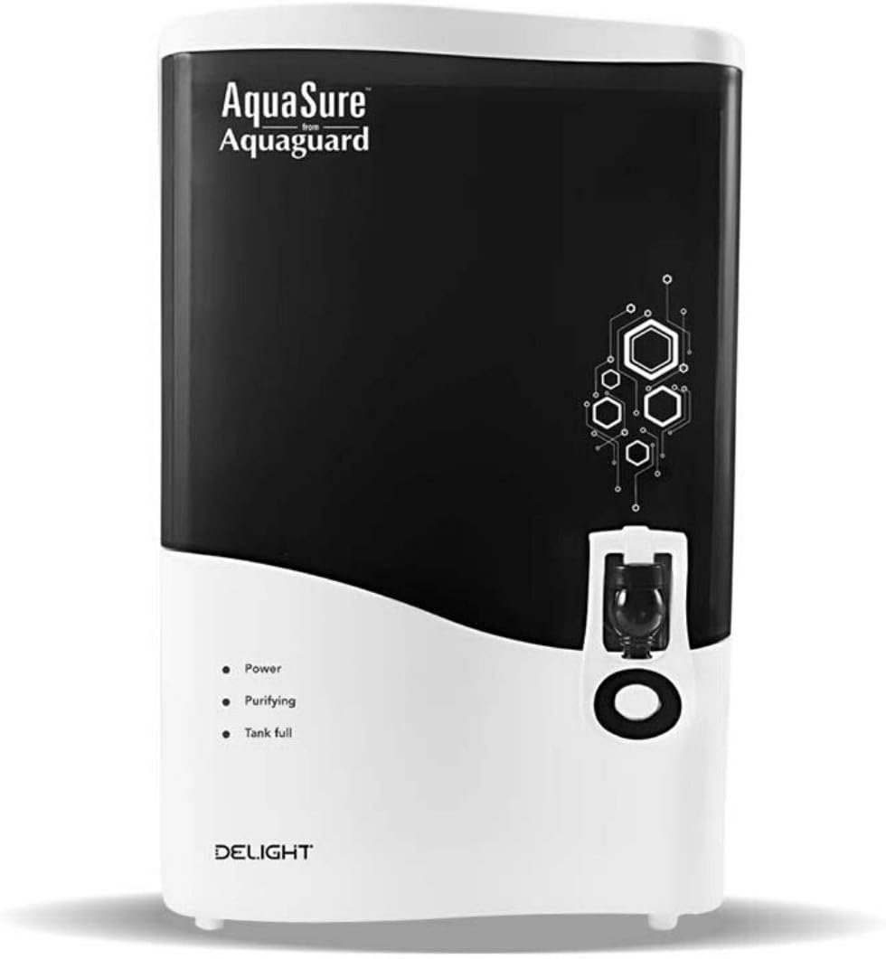 Aquasure From Aquaguard Delight RO+UV+MTDS ,7L storage water purifier,suitable for borewell,tanker,municipal water (White) from Eureka Forbes