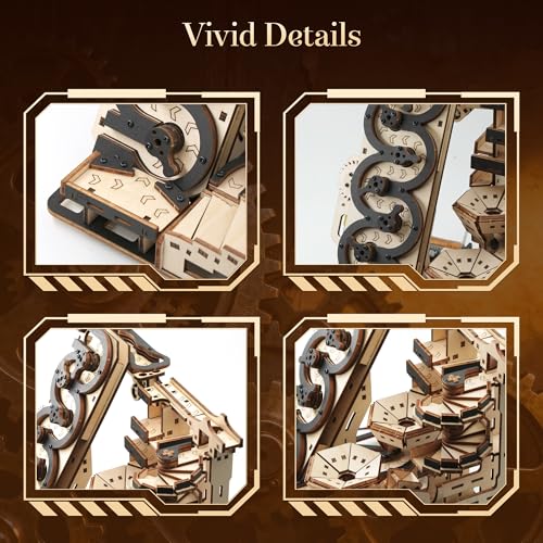 WDPINTU 3D Wooden Puzzles for Adults Electric Rolling Ball Maze Kit, Mechanical Kinetic Art Building Set, DIY Brain Teaser Puzzle, Desk Decor for Home Office, Creative Gift for Teens Adults Ages 14+