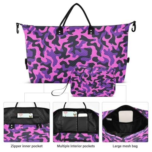 Funny Camo Camouflage Travel Duffle Bag Gym Bag Weekender Bags with Toiletry Bag Travel Trip Tote Bag2