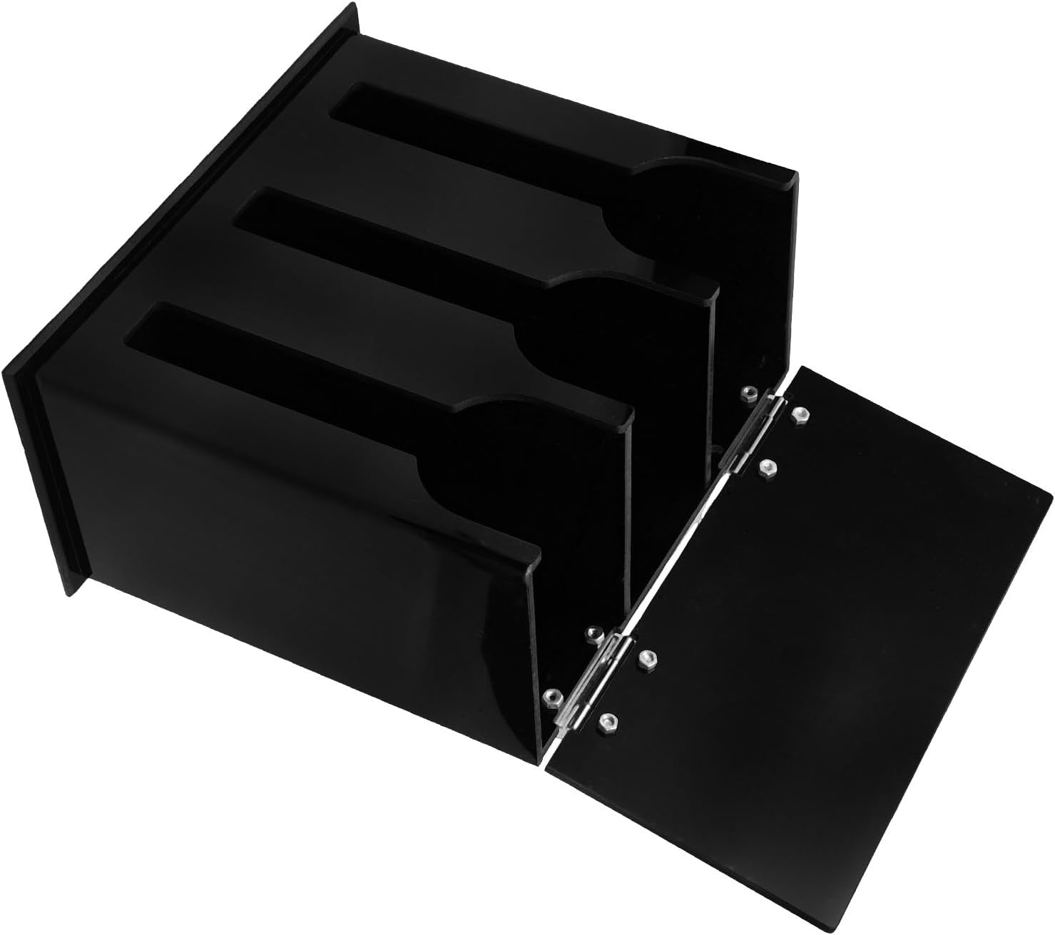 IMIKEYA Acrylic Kitchen Utensil Rack with 3 Compartments Spoon Organizer Black Spoon Holder for Countertop Storage and Drainage, Sturdy Acrylic Utensil Dispenser for Home Cooking