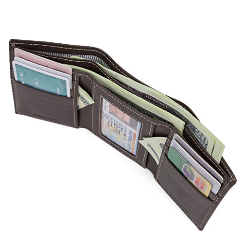 Timberland Men's Leather Trifold Wallet With Id Window, Brown (Cloudy), One Size #TOP5