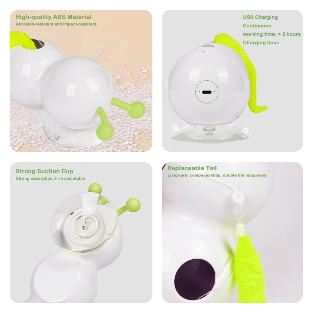 OSDUE Caterpillar Smart Cat Toy, 1 PCS Smart Motion Cat Toy With Suction Cup Worm Design - Image 3
