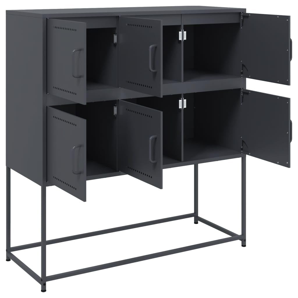 vidaXL Buffet, Armoire avec Porte, Placard avec Rangement, Organisateur de Salle de Séjour Salon Maison Intérieur, Anthracite 100,5x39x107 cm Acier