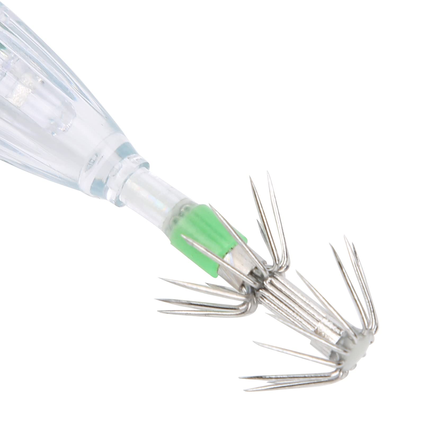 Agatige Jig de Calamar, luz de Pesca Bobbers iluminados bajo el Agua LED para Pesca Nocturna, con Aparejos de Cebo de Pesca de Anzuelo mejorados