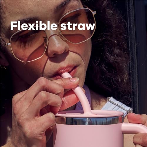 Hydro Flask Travel Tumbler with Handle, Lid and Straw - Insulated Stainless Steel in 40 Oz Tonal Trillium Pink - image 6