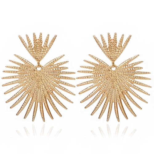 Heart Dangle Earrings Studs Gold Star Statement Earrings Flower Geometric Exaggerated Earrings Punk Minimalist Ear Jewelry for Women and Girls (Gold)