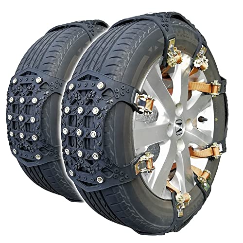 タイヤチェーン 非金属 汎用 スノーチェーン 非金属タイヤチェーン ジャッキ不要 スノーソックス 車 雪道 アイスバーン 凍結 スリップ タイヤ2本分 スパイク104個 8本