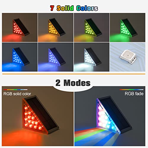 NIORSUN Solar Step Lights,12 Pack RGB Solid Color Changing Solar Stair Lights Outdoor Waterproof IP67 Auto On Off,Solar Lights for Steps,Stair,Patio,Yard,Porch,Front Door,Deck Decor by NIORSUN - Image 5
